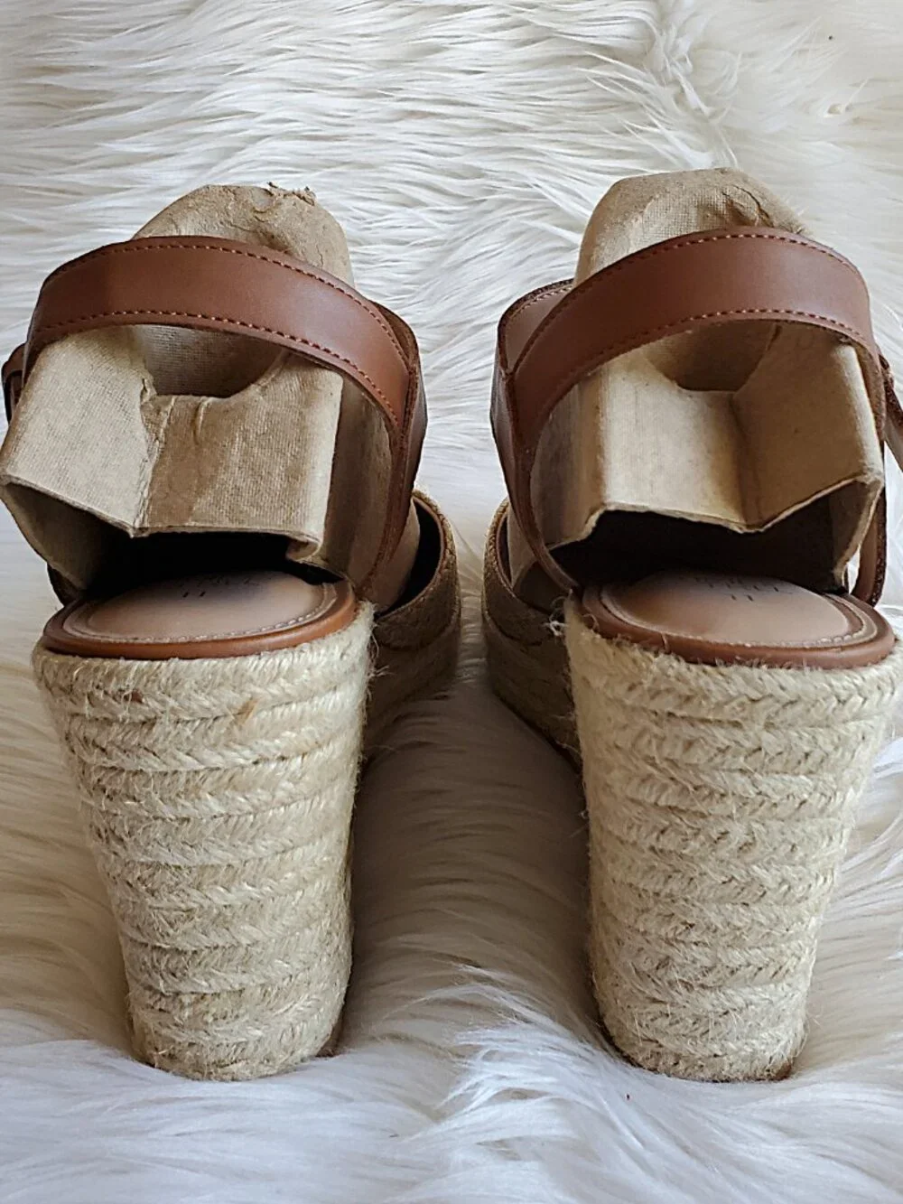 Time and Tru Women's Browne Braided Square Toe Espadrille Wedge Sandals SZ 11